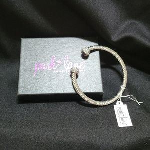 NIB Park Lane silver twist bracelet with black gems and crystals